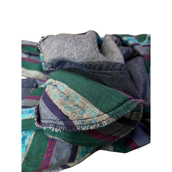 Vintage 90s Huntington Ridge Denim Shirt Womens M 1993 Striped Button Up - Picture 6 of 13